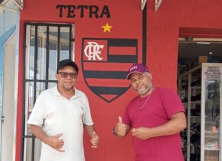 APOSTA LEVA DONO DE LOJA A PINTAR AS CORES DO “RIVAL” NA SUA FACHADA EM MATA VERDE, MINAS GERAIS