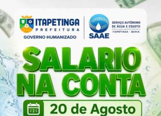 SAAE PAGA SALÁRIO DE AGOSTO E SERVIDORES JÁ PODEM COMEMORAR!